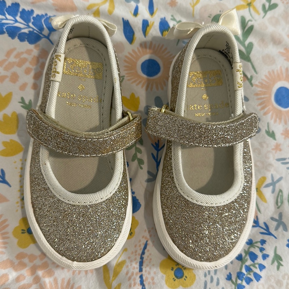 Keds x Kate Spade Glittery Gold Mary Janes 5M